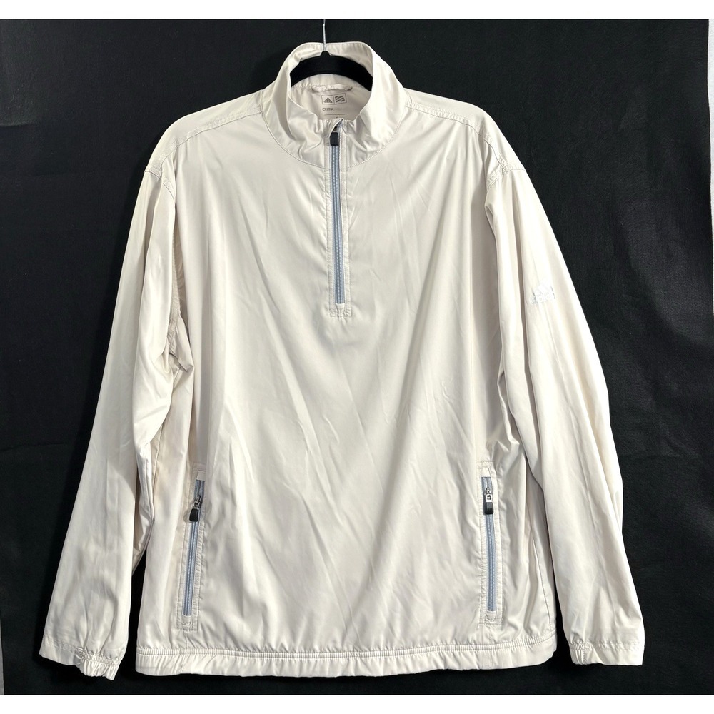 ADIDAS Men Climaproof Pullover Long Sleeve Golf Jacket Sz M Ivory Sports 2a-12